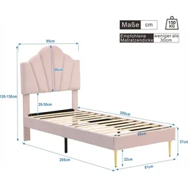 Flieks Polsterbett 90 x 200 cm Massivholz rosa
