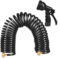 Relaxdays Spiralschlauch mit Brause 10 m scwarz