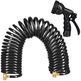 Relaxdays Spiralschlauch mit Brause 10 m scwarz