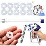 OEM Rosfix 10xDichtung für Lackierpistole 1 Stk. + Lanze für Lackierpistole 30cm + Blue Monster Lackier- und Spachtelpistole mit 517 Düse und Abdeck...