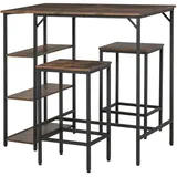 Homcom Bartisch-Set 109 x 60 x 100 cm Rustikales Braun/Schwarz