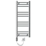 luxebath Elektrischer Badheizkörper Sahara 300x800 mm Chrom gerade Seitenanschluss & Heizstab 600W mit Thermostat & Digitalanzeige, Handtuchheizkörper mit