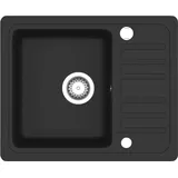 vidaXL Granitspüle Einzelbecken Schwarz