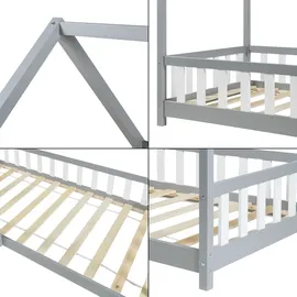 [en.casa] Hausbett Hesel 90 x 200 cm Kiefer grau grau