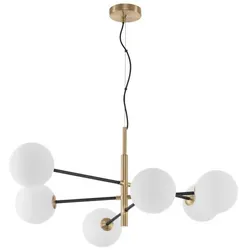 NOVA LUCE Pendelleuchte »Vitra «, LED, 6-flammig, goldfarben/weiß/schwarz - goldfarben | weiss | schwarz