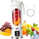 450 ML Tragbarer Mixer, Smoothie Maker To Go, Leistungsstarker Kabelloser Mini-Mixer, Persönlicher Mini Entsafter mit 12 Klingen, für Babynahrung Saft Marmelade Shake Smoothie, Küche, Fitnessstudio