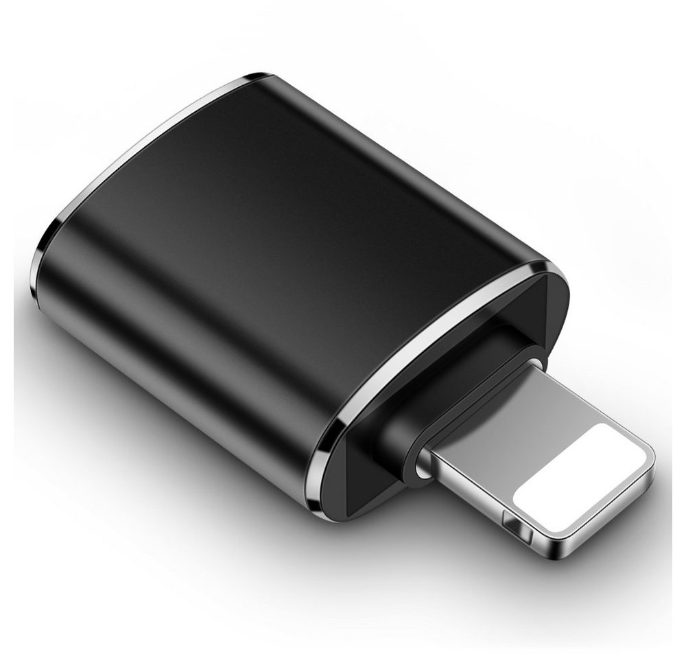 TradeNation USB A 3.0 auf Lightning Adapter OTG iPhone iPad USB-Stick Daten Laden Smartphone-Adapter Lightning zu USB 3.0 Typ A, Schnelles Laden, Plug & Play, USB 3.0 schwarz