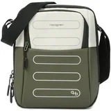 Hedgren RELAX M P Unisex Crossover mit RFID – Vertikale Umhängetasche M mit gepolstertem Gerätefach, 100% recyceltes RPET, wasserabweisend - Grau/Olivgrün (Vaporous Grey/Olive)
