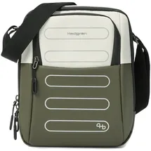 Hedgren RELAX M P Unisex Crossover mit RFID – Vertikale Umhängetasche M mit gepolstertem Gerätefach, 100% recyceltes RPET, wasserabweisend - Grau/Olivgrün (Vaporous Grey/Olive)