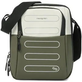 Hedgren RELAX M P Unisex Crossover mit RFID – Vertikale Umhängetasche M mit gepolstertem Gerätefach, 100% recyceltes RPET, wasserabweisend - Grau/Olivgrün (Vaporous Grey/Olive)