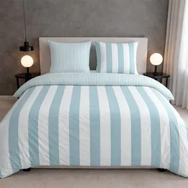 Traumschlaf Los Angeles Gestreift Blau 240 x 220 cm + 2 x 80 x 80 cm