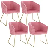 Woltu Esszimmerstuhl (4 St), Sessel, mit Armlehne Sitzfläche aus Samt rosa
