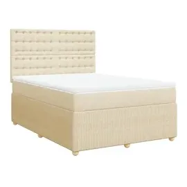 vidaXL Boxspringbett mit Matratze Creme 160x200 cm Stoff