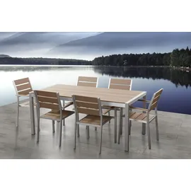 Beliani Vernio Gartenstuhl 54 x 54 x 88 cm hellbraun 6 St.