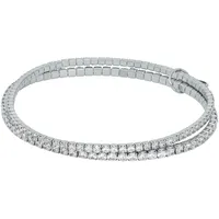 Michael Kors – Premium Kors Brilliance Silberfarbenes Messing-Doppelarmband für Damen, MKJ8359CZ040