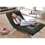 W.Schillig Relaxliege daily dreams Leder 95 x 91 x 170 cm grau mit Kissen