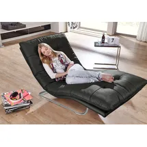 W.Schillig Relaxliege daily dreams Leder 95 x 91 x 170 cm grau mit Kissen