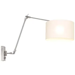 Wandlampe Schlafzimmerleuchte Gelenkleuchte verstellbar Stahl Textil weiß Kabel