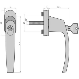 BASI Fenstergriff Aluminium