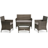 SVITA BROOKLYN Polyrattan Sitzgruppe Balkon Rattan Lounge Gartenmöbel Set braun