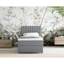 panda möbel Boxspringbett 90x200 EVEREST, mit Topper, mit Bettkästen, Einzelbett, , Panda Möbel - Grau