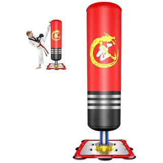 ToteBox Standboxsack Kinder Freistehender Standboxsack Punching Bag Boxing Trainer (set, mit Saugnapf) rot