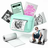 Memoking Mini Drucker für Smartphone, Mini Thermodrucker Aufkleber Drucker (Grün)