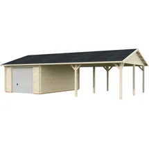 Palmako Garage Roger 19,0 + 33,2 m2 - 44 mm - mit Sektionaltor naturbelassen