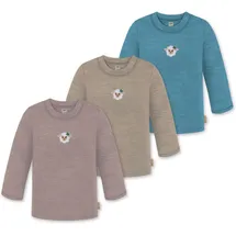normani Outdoor Sports 3er Pack Baby Merino Longsleeve Taupo in Blau/Beige/Rosa | Gr.: 110/116