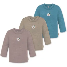 normani Outdoor Sports 3er Pack Baby Merino Longsleeve Taupo in Blau/Beige/Rosa | Gr.: 110/116