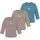 normani Outdoor Sports 3er Pack Baby Merino Longsleeve Taupo in Blau/Beige/Rosa | Gr.: 110/116