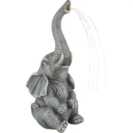 GLOBO Solarleuchte Elefant Gartendeko Tierfigur Solarlampe Außenleuchte grau Elefant, LED warmweiß, LxBxH 13,5x13x32,5 cm, 2er Set