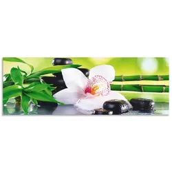 Artland Küchenrückwand »Spa Steine Bambus Zweige Orchidee«, (1 tlg.), Alu Spritzschutz mit Klebeband, einfache Montage Artland grün