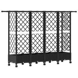 vidaXL Hochbeet mit Rankgitter und Dach 202,5 x 40 x 127 cm Schwarz