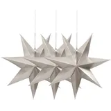Frau WUNDERVoll® Faltsterne Silber 3 Stück Durchmesser 25 cm, 7 Zacken geschlossene Oberfläche Feste Pappe, Weihnachten,Advent,Fenster Dekoration,Weihnachtsbaum,