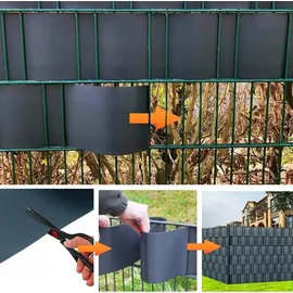 MuCoLa Sichtschutzstreifen 260 x 19 cm Grau PVC 10 St.