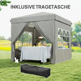 Outsunny Faltpavillon 2,5 x 2,5 m inkl. 4 Seitenteile Hellgrau
