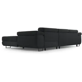 ax living Cord Couch L Form – Arborio R 280 cm Ecksofa in Dunkelgrau - Schwarz