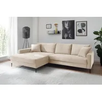 Ecksofa TRENDS BY HG "Summer L-Form" Sofas Gr. B/H/T: 278cm x 86cm x 174cm, Cord, Recamiere links, ohne Kopfstütze, beige (cream) in Cord-Stoff mit Metallfuß