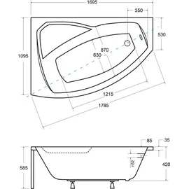 bad land RIMA Eckbadewanne 170 x 110 cm (BADLAND)