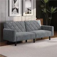 2 Sitzer Sofa, 159cm Sofabett aus Samtstoff, Kleine Schlafcouch für Wohnzimmer