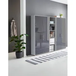 Schrank-Set BMG MÖBEL "Tabor", grau (lichtgrau, anthrazit hg), Kastenmöbel-Sets