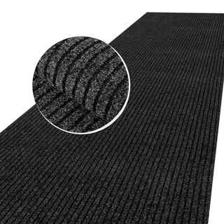 ANRO Schmutzfangmatte Mischa Teppich Läufer Meterware rutschfest & zuschneidbar | Indoor Outdoor Fußmatte Flur Gewerbe Büro Gastronomie Keller Mischa Schwarz 140x100cm