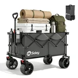 Sekey XXL Plus Bollerwagen Faltbar 200L 200KG Belastbar, Faltbollerwagen mit Extra Breite 17x10 cm All-Terrain-Räder Handwagen, Patentiert 4-Wege-Sofortaufbau Transportwagen, Anthrazit