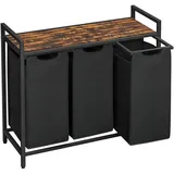 VASAGLE Wäschekorb 3 Fächer, aus Oxford-Gewebe, 92,5 x 72 cm, 3×38 l