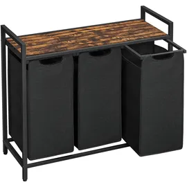 VASAGLE Wäschekorb 3 Fächern und Metallrahmen, - 92,5 x 72 cm, 3×38 l