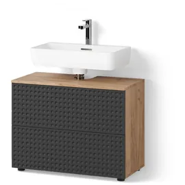 livinity Livinity® Waschbeckenunterschrank Anthrazit gepunktet, 80 x 58.6 cm mit 2 Schubladen,