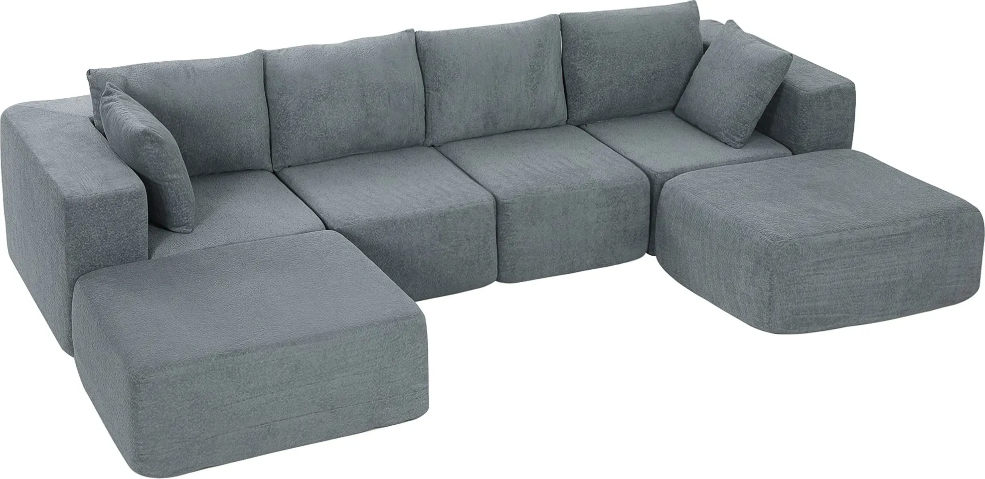 HOMCOM Ecksofa mit Schlaffunktion, U-Form 294 cm Sofa Couch mit Breiter, Tiefer Sitzfläche, 4-Sitzer Eckcouch Cloud-Sektionalsofas mit Wurfkissen, Schlafsofa mit Leinenoptik für Wohnzimmer Dunkelgrau   Aosom