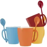 gimex Colour Line Henkelbecher 4er Set, Rainbow mit Löffel