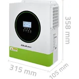 Qoltec Hybrid Off-Grid Solar Wechselrichter 3500W 24V MPPT BMS WLAN